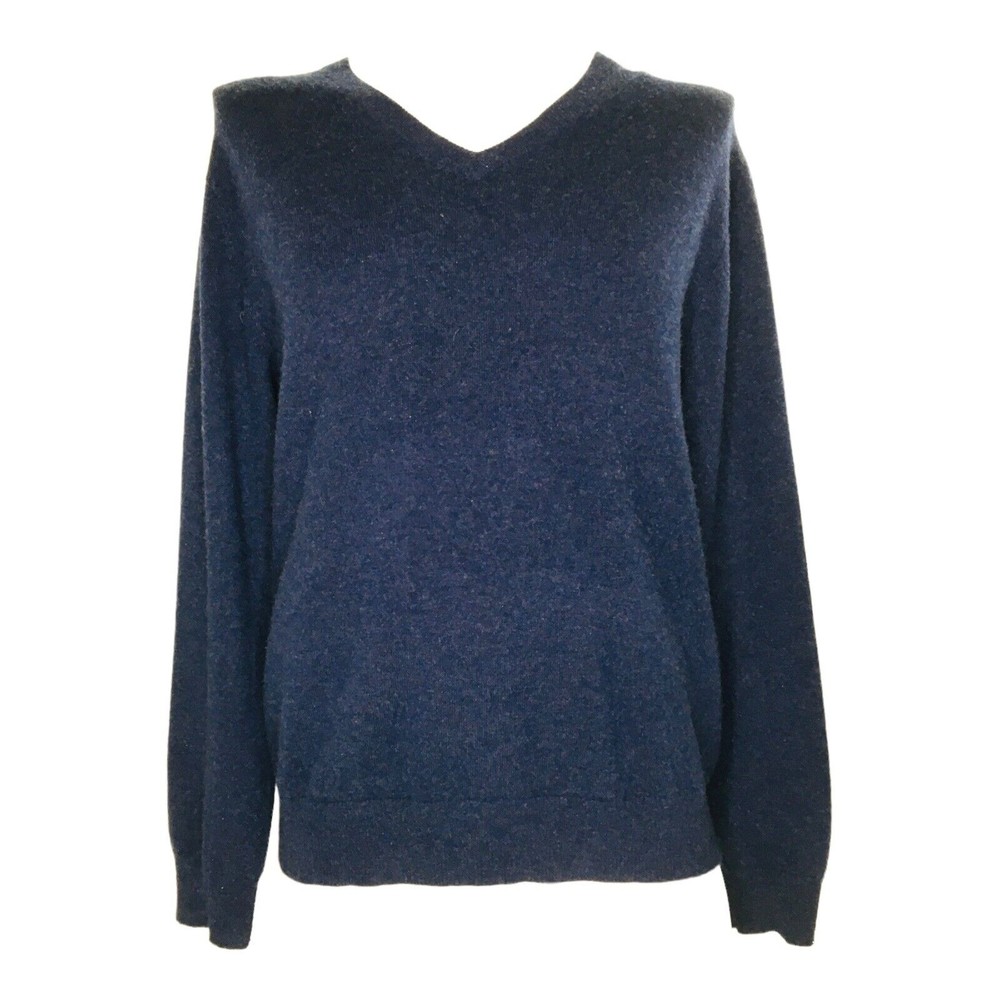 BONOBOS Men's V Neck Sweater Jumper Pullover 100% Cashmere Navy Blue Large